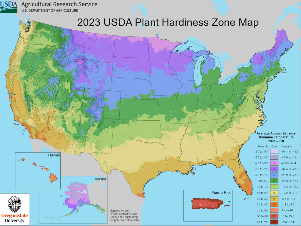 USDA Zone Hardiness Map